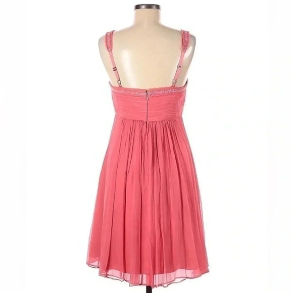 BCBGMAXAZRIA | 100% Silk Pink Chiffon NWOT Formal Sequin Dress Size 8 - Picture 3 of 6